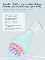 Feejoy electric massager for lymphatic drainage displaying the light emitting massage head