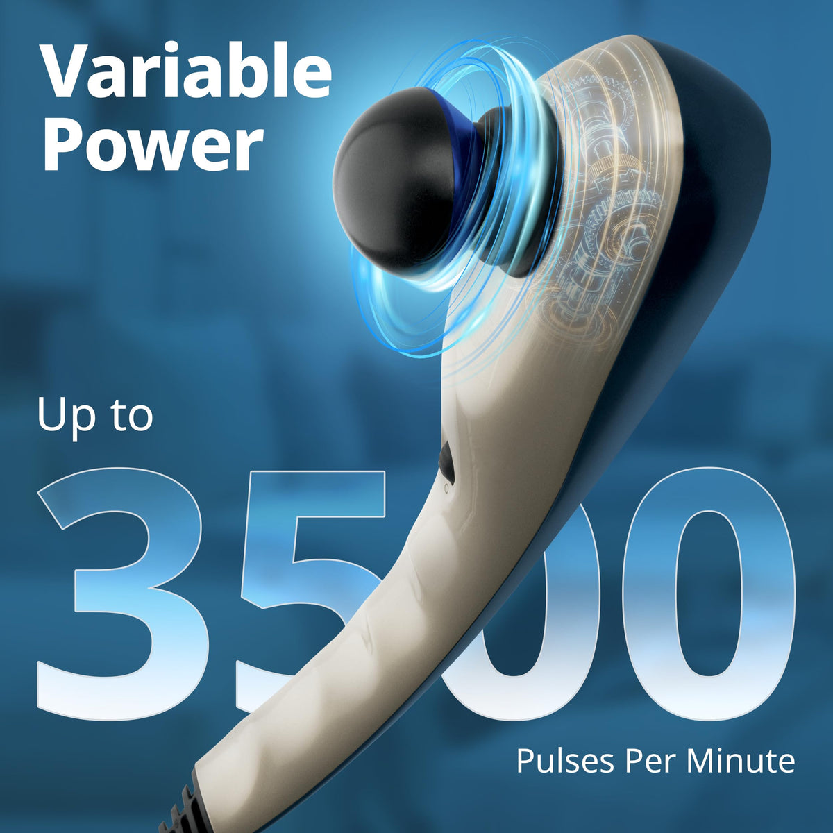 Wahl percussion massager with four interchangeable attachment heads including the four-finger flex and acupoint tool.