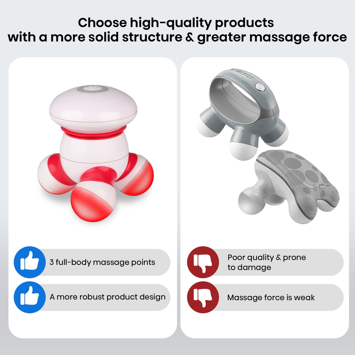 Cotsoco battery operated body massager with colorful LED lights illuminated in a low-light setting.