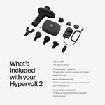 Hyperice Hypervolt 2 wireless massage gun connecting via Bluetooth to a smartphone application.