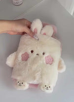 Winatehr pink bunny plush cover close up highlighting the soft polyester fleece texture