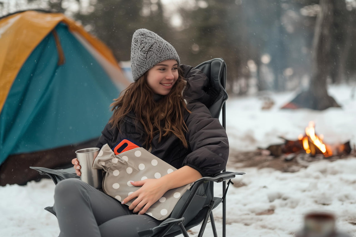 Peterpan hot water bottle in lifestyle setting for pain relief