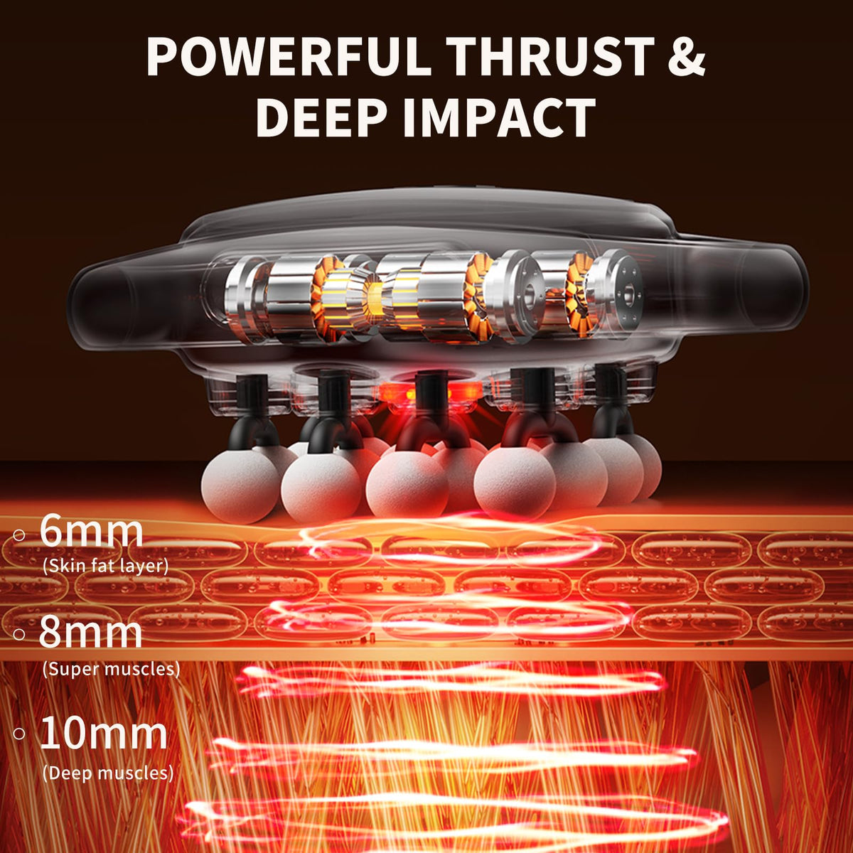 VTT deep tissue percussion massager showcasing the premium LED control panel with speed and battery indicators