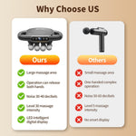 VTT muscle massager gun demonstrating the high-power brushless motor design and deep tissue penetration angle