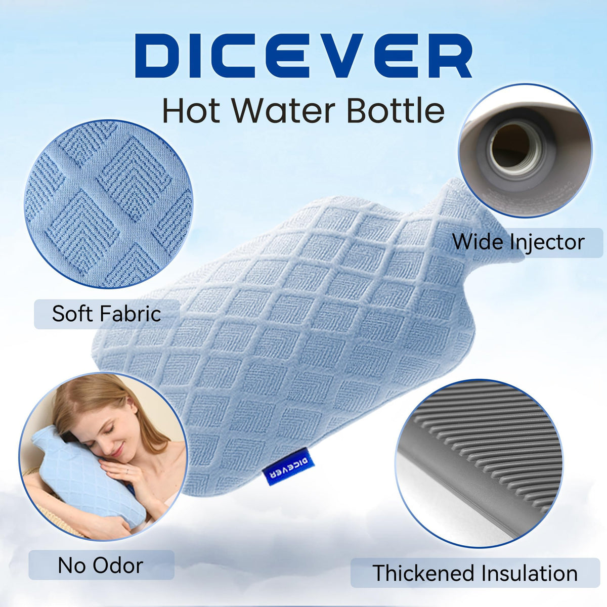 DICEVER hot and cold therapy bottle being filled safely with warm water.