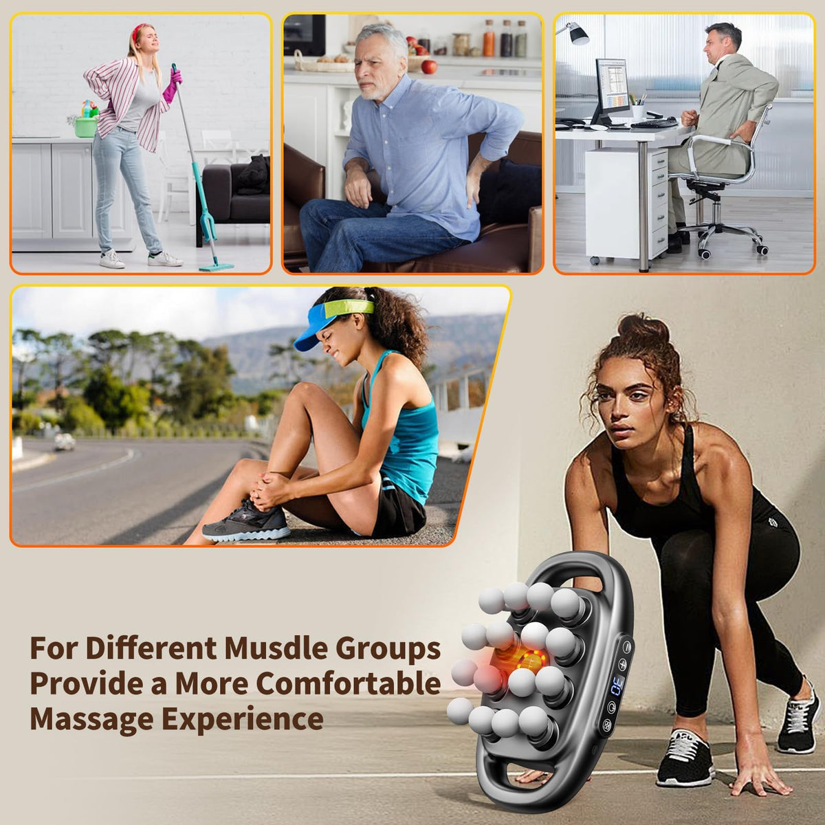 Side view of the VTT quiet muscle massager illustrating the sleek matte black finish and robust build quality