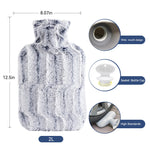 Samply reusable hot water container being held safely to demonstrate the standard adult size.