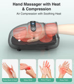 Medcursor hand massager machine with heat showing side profile and ergonomic entry sleeve