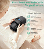 Rechargeable wrist and finger massager being used by an office worker at a desk