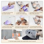Toxin rubber heating bag being used for hands-free menstrual cramp and lower back pain relief