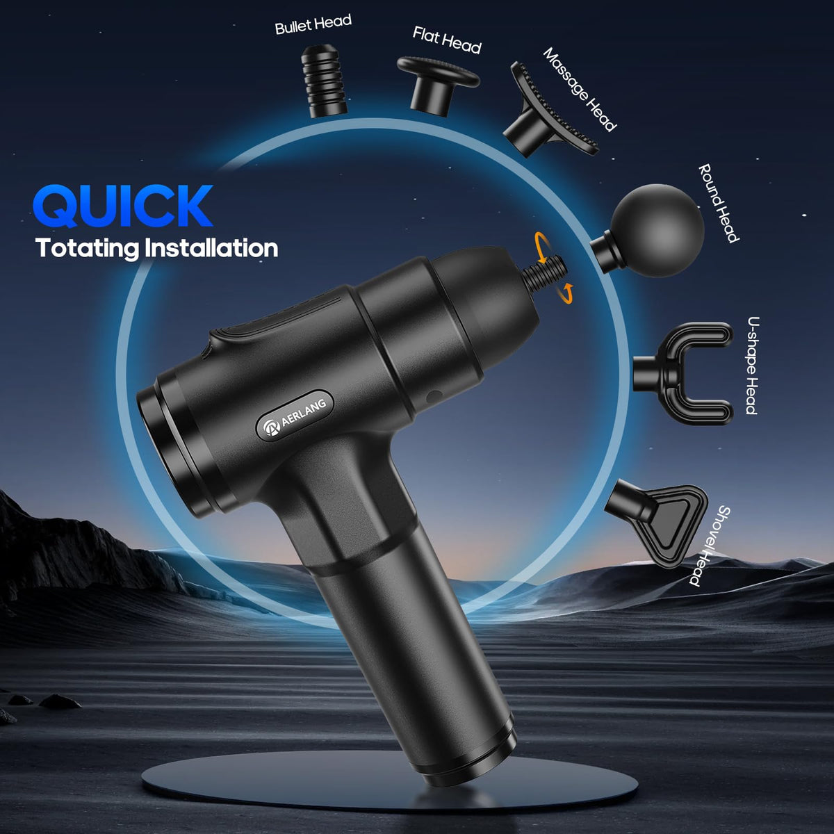 Close up view of the AERLANG body massager digital interface highlighting the speed intensity levels