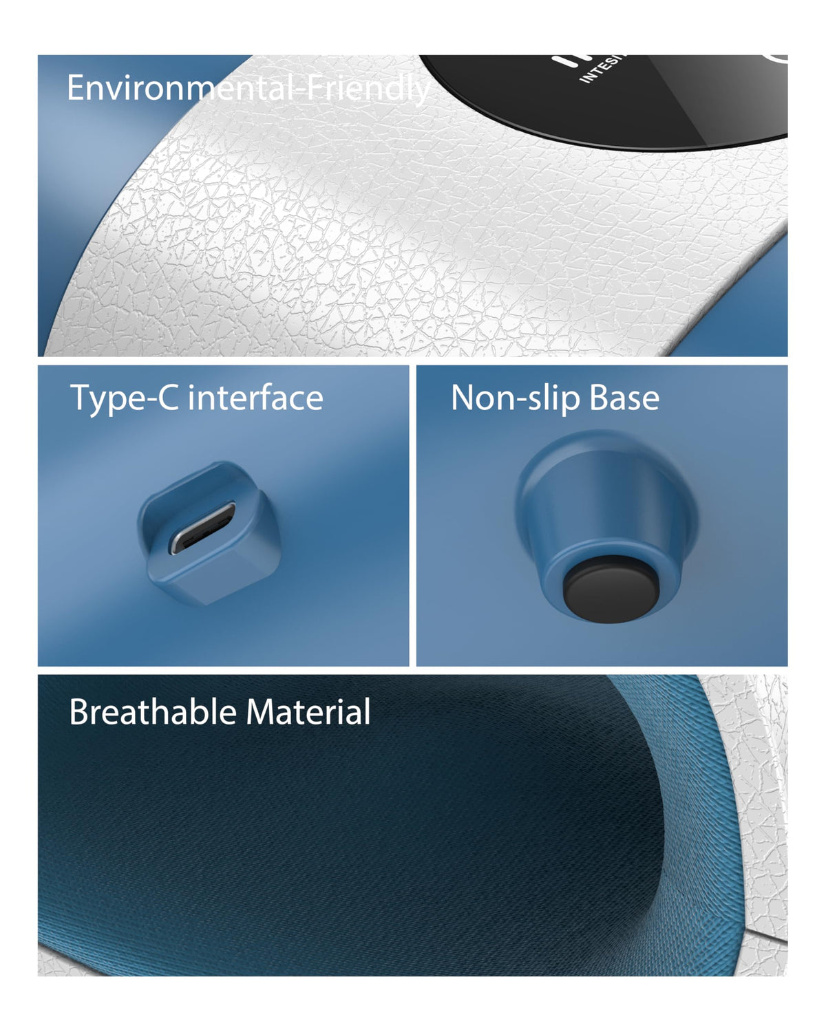 CINCOM personal care hand massager illustrating the safe cordless operation and battery indicator light
