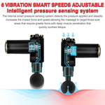 Cotsoco handheld muscle massager displayed with its four interchangeable specialized attachment heads.