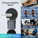 Arboleaf portable deep tissue muscle massager shown from a side angle highlighting the premium T grip layout and metallic finish.