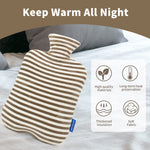 Durable gray two liter hot water bag showing the wide mouth design optimized for safe filling without splashing.