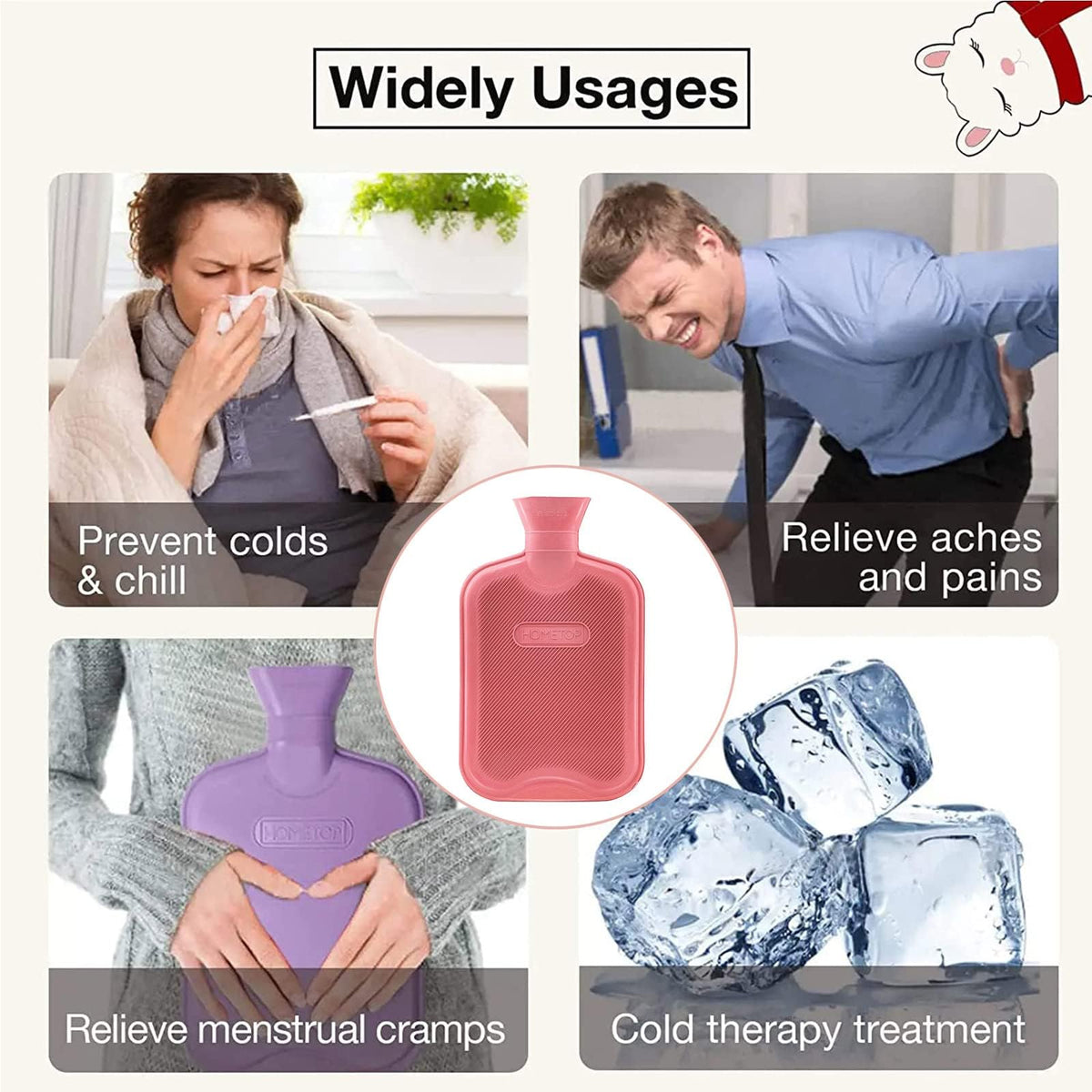 HomeTop classic red rubber hot water bottle packaging