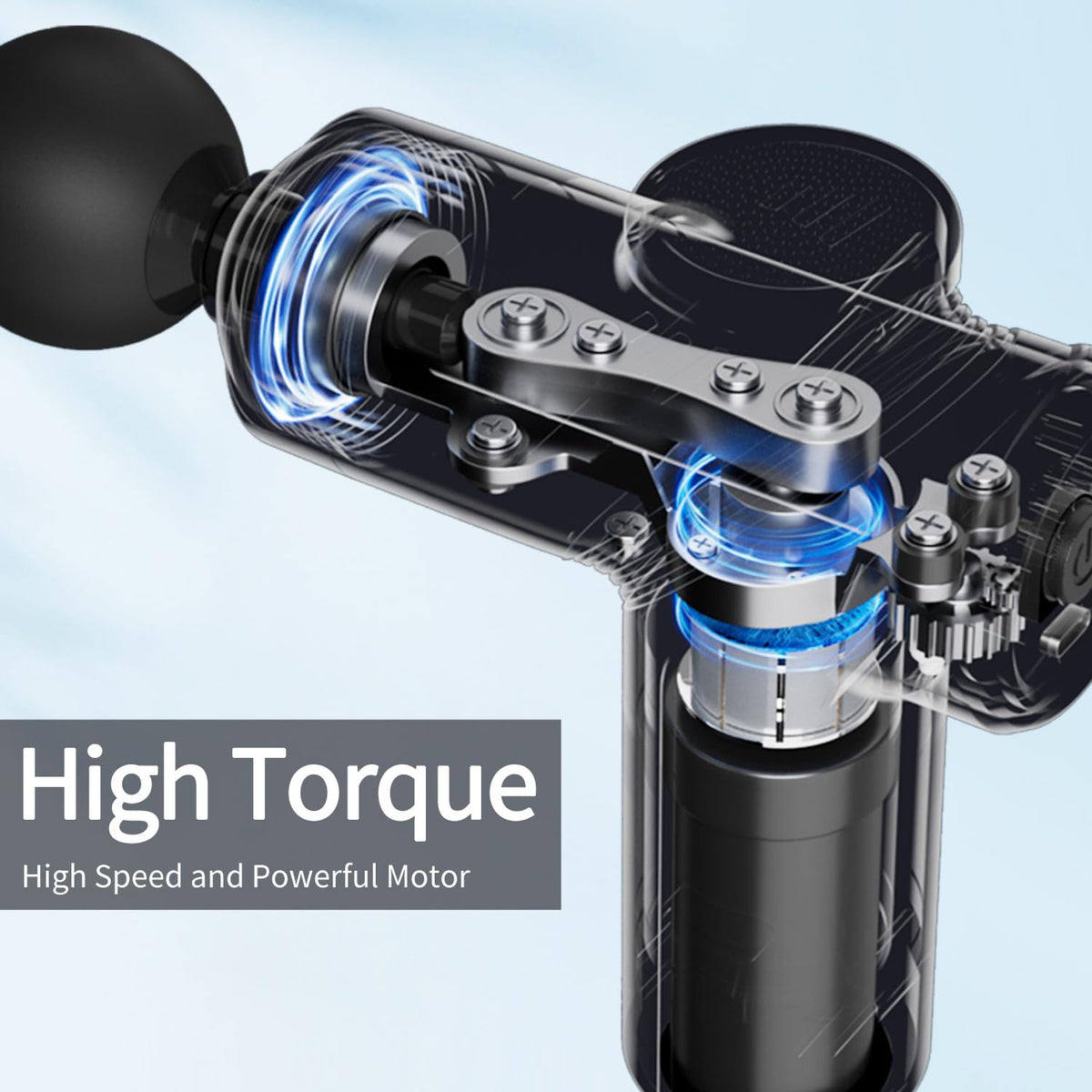 LEERCON handheld percussion massager with four unique interchangeable attachments displayed