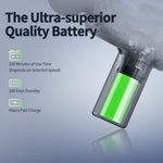 LEERCON portable massager highlighting the green LED battery charging status indicator