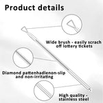 Silver multi purpose label scraper tool for removing gift card coatings