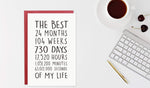 Gonzey heavy card stock pregnancy card showing texture and blank inner spread