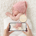 Gender neutral wooden baby announcement cards for tracking months one to twelve growth.