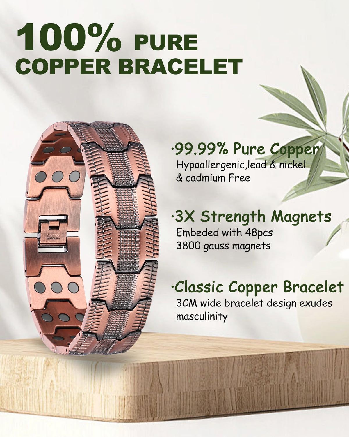 MagEnergy magnetic bracelet with matching copper ring