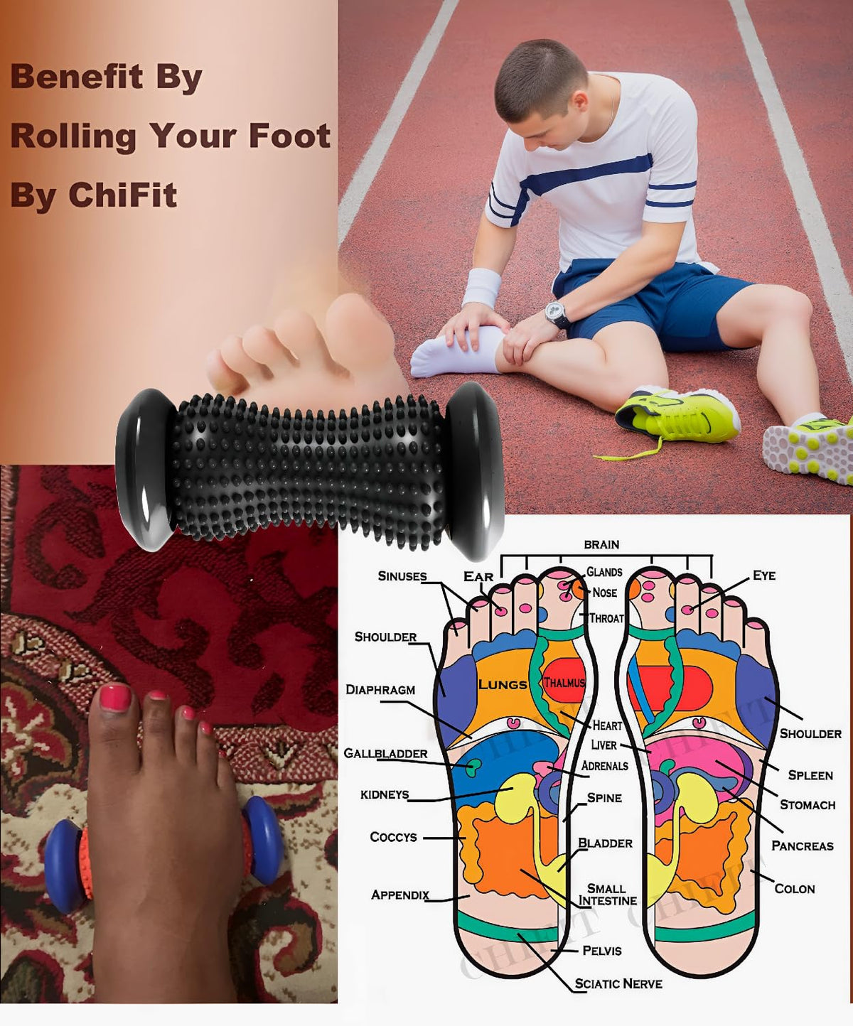 Close up of ChiFit foot massager stimulation nodes
