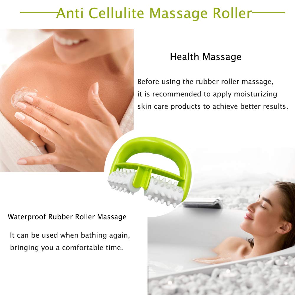 Full body manual massager packaging contents showing one green and white manual roller