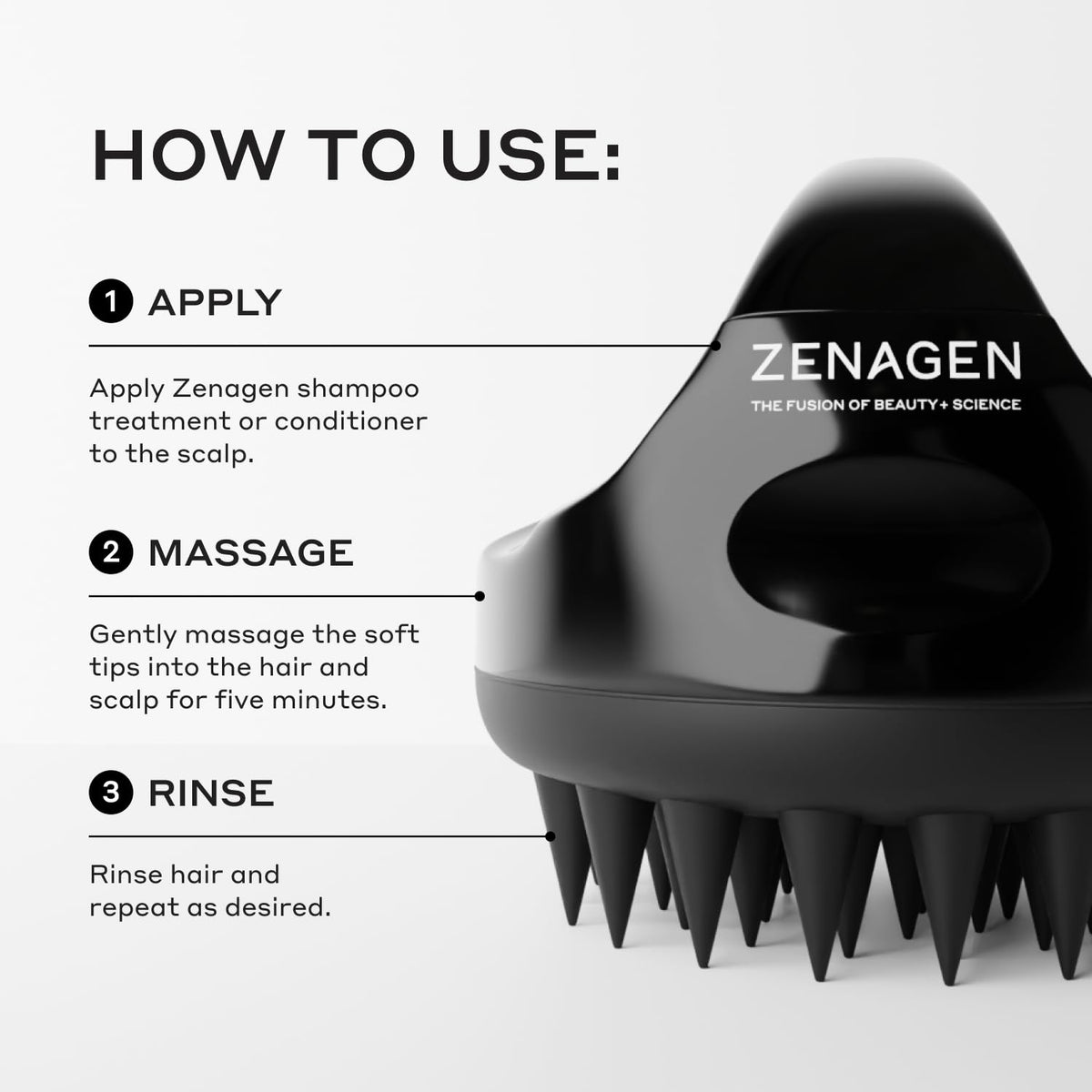 Close up of the stimulation bristles on the USA imported Zenagen scalp health tool