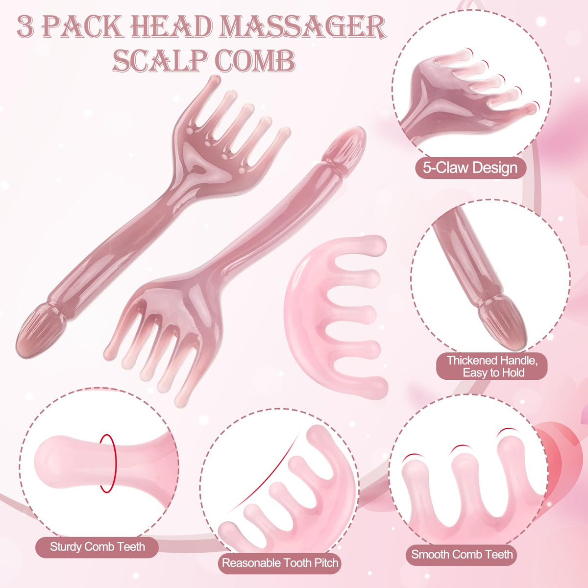 ProSuites multi part resin massage comb set showcasing full packaging contents