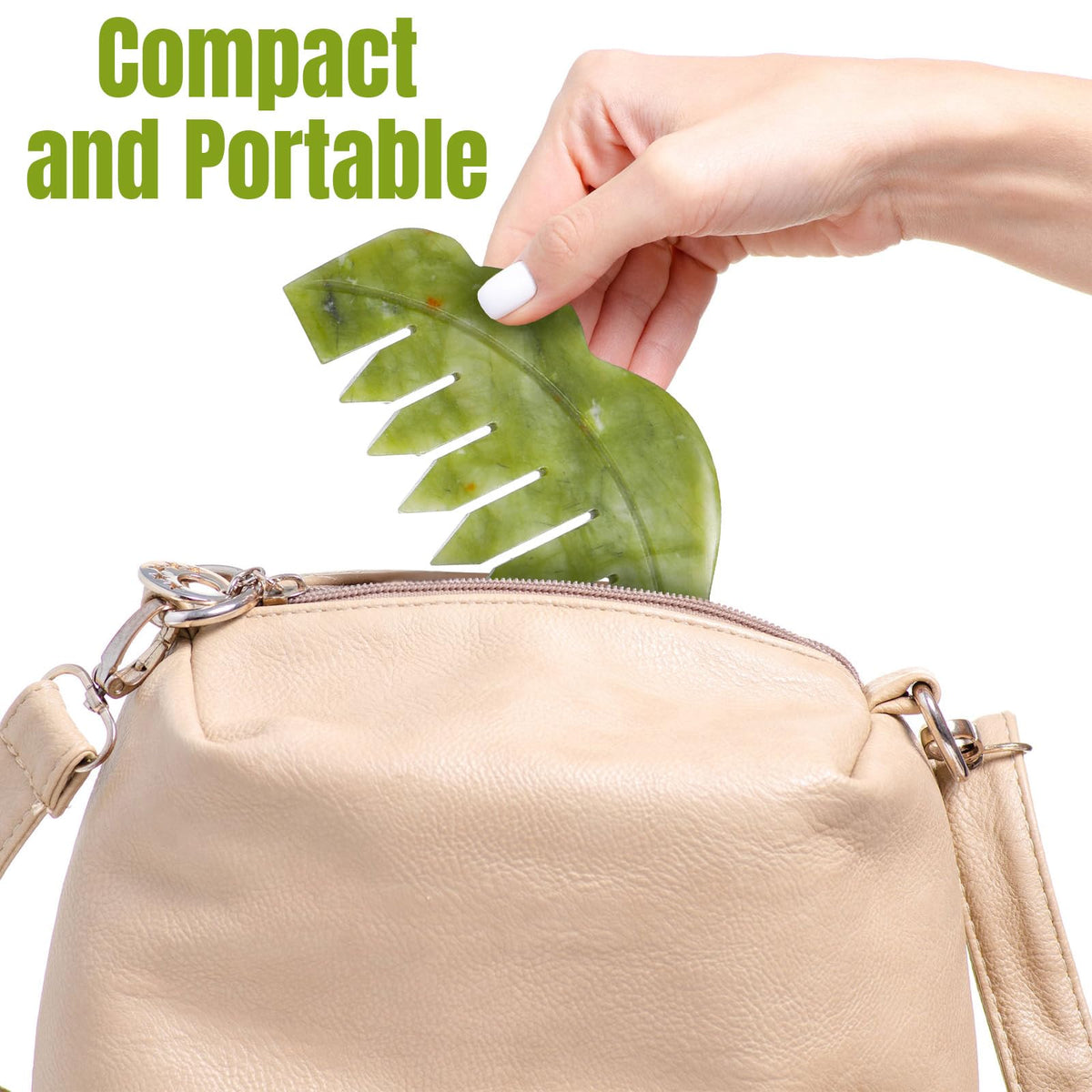 Ergonomic water drop design jade comb for acupressure massage