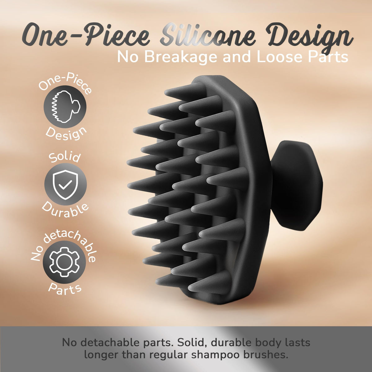 Waterproof one piece silicone head massager for hair growth stimulation