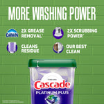 Close up of Cascade Platinum Plus detergent action pac