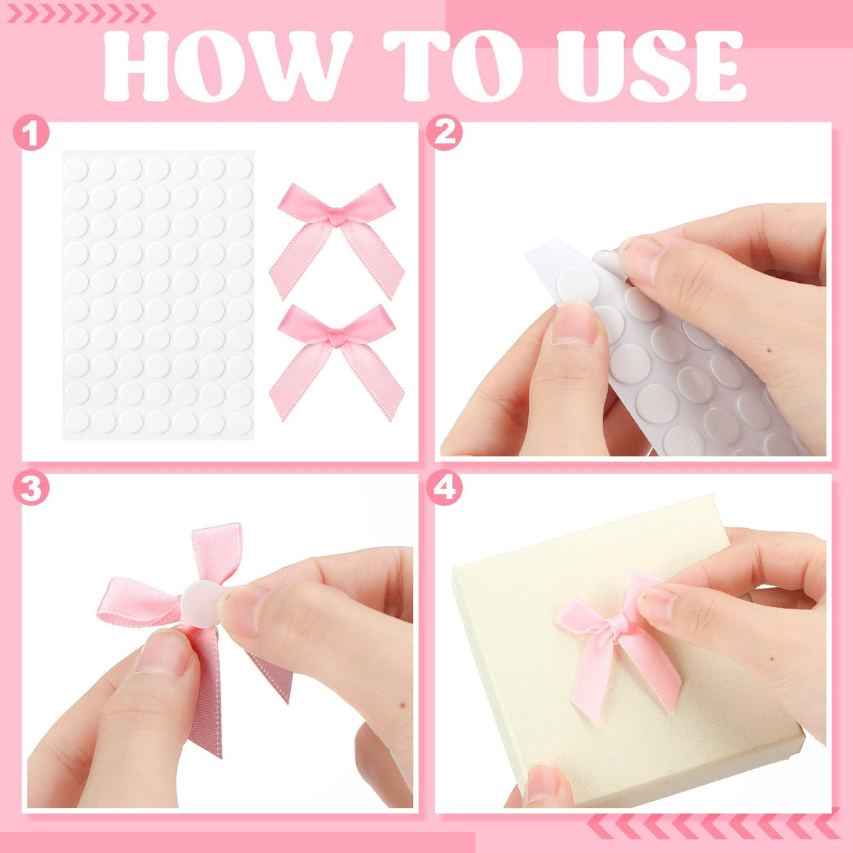 Miniature pink satin bows by ProSuites used for elegant wedding favor packaging design