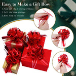 Willbond premium metallic red bow attached to a luxury wedding gift basket presentation.
