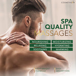 Cosmetasa non-greasy all natural muscle recovery oil being poured onto the hands for self massage