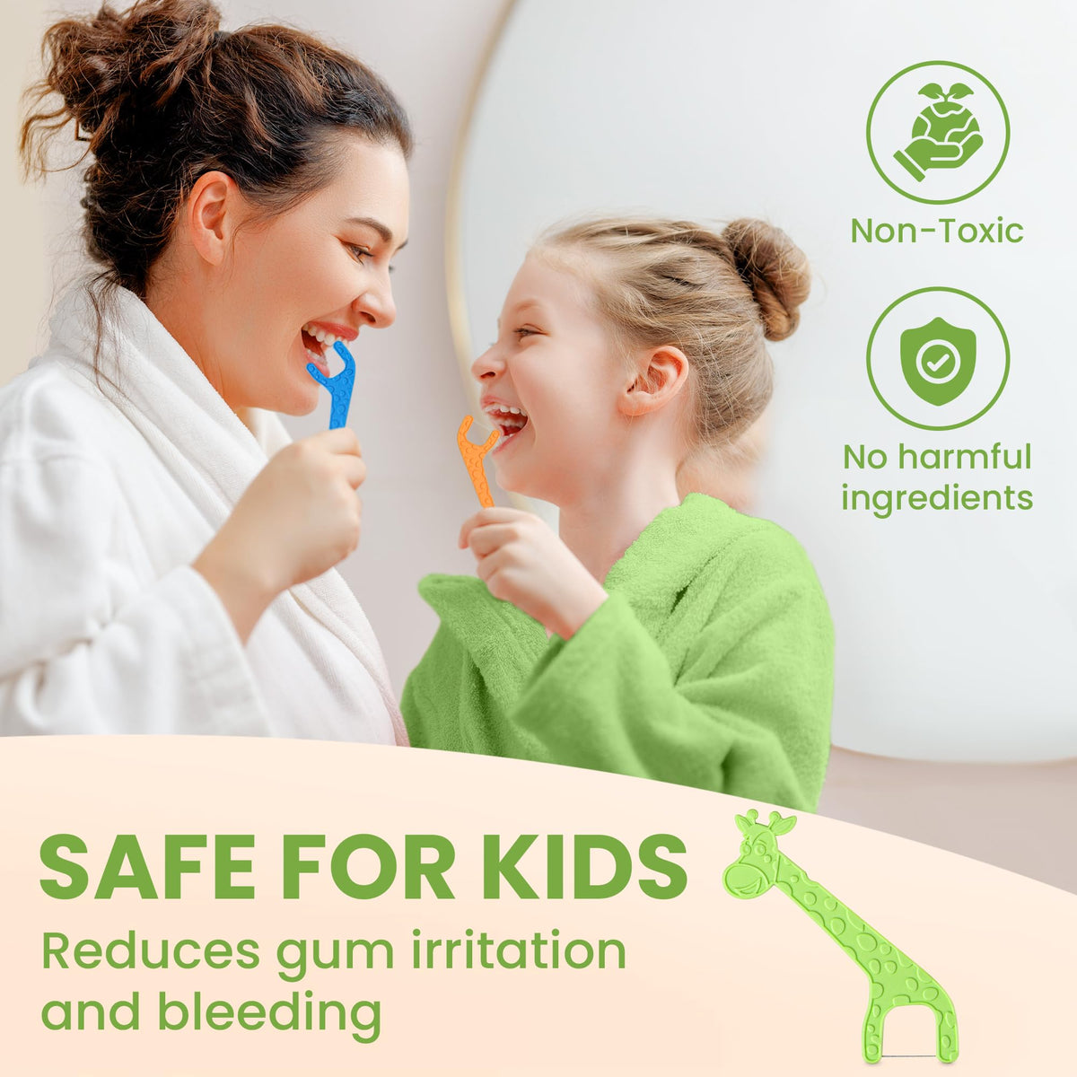 Vegan corn starch kids dental picks with portable travel case