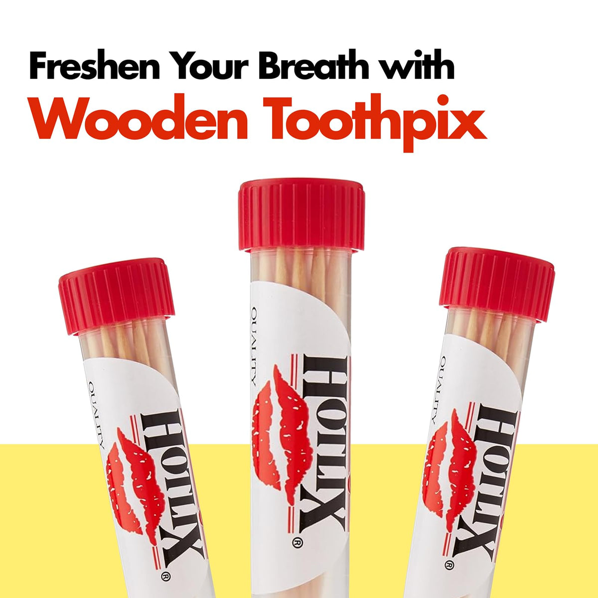 Portable pocket-sized tube of Hotlix flavored toothpicks showing the travel friendly design.