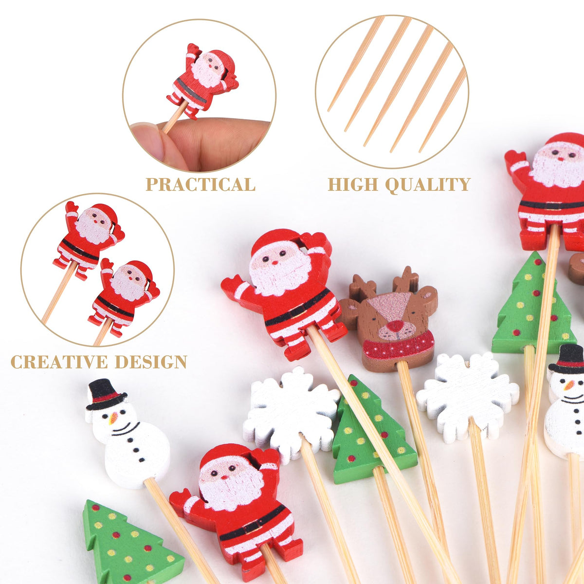 JtmyAota bamboo party picks arranged on a holiday charcuterie board
