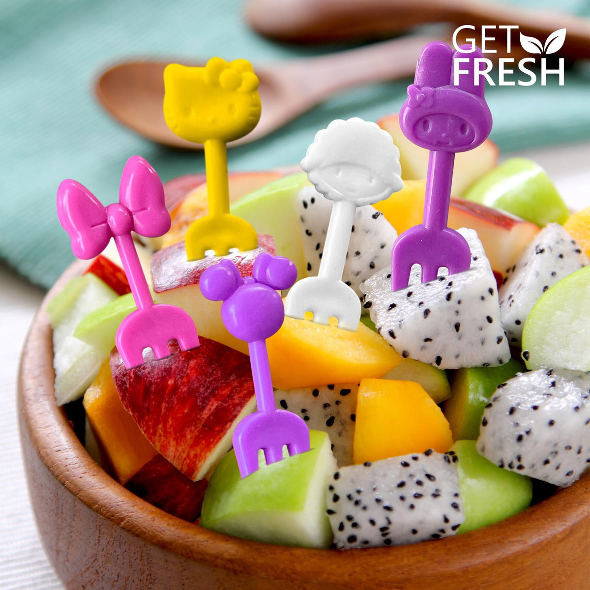 Close up view of the durable crack resistant animal skewers showing panda and lion styles