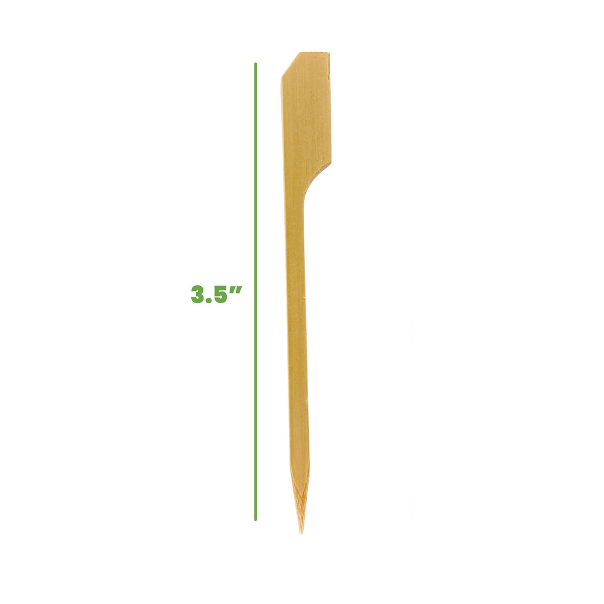 Close up view of smooth splinter free 3.5 inch bamboo skewers holding party appetizers and sliders