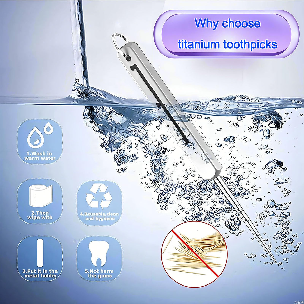 Phowedaer multi purpose titanium toothpick opening a smartphone SIM card tray slot