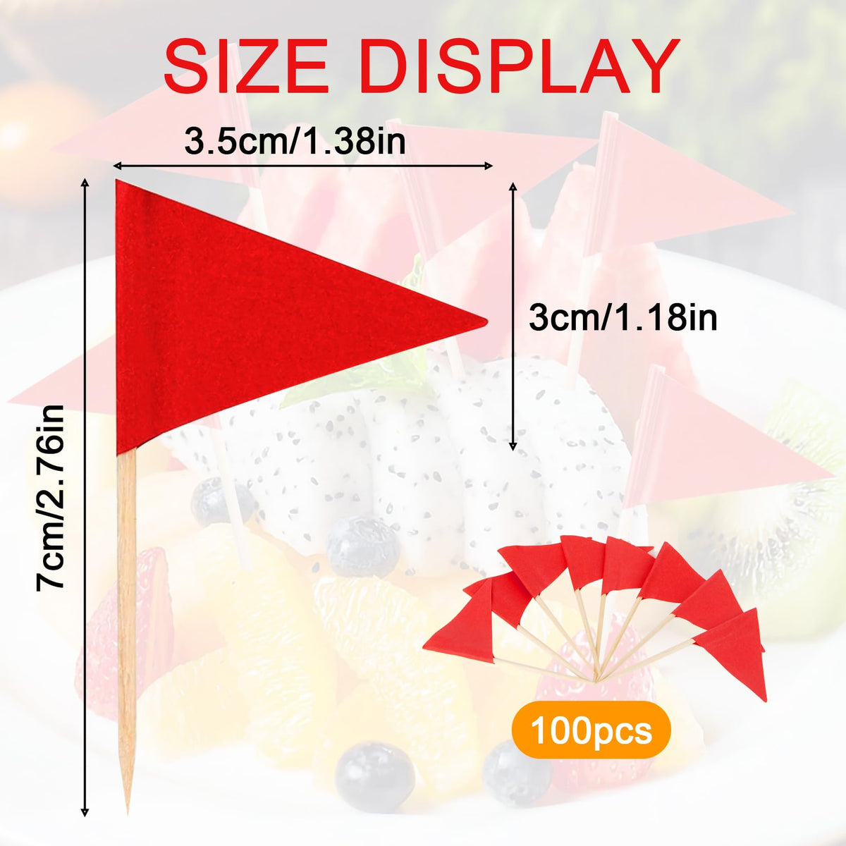 Writable mini red food flags on bamboo sticks for party appetizers