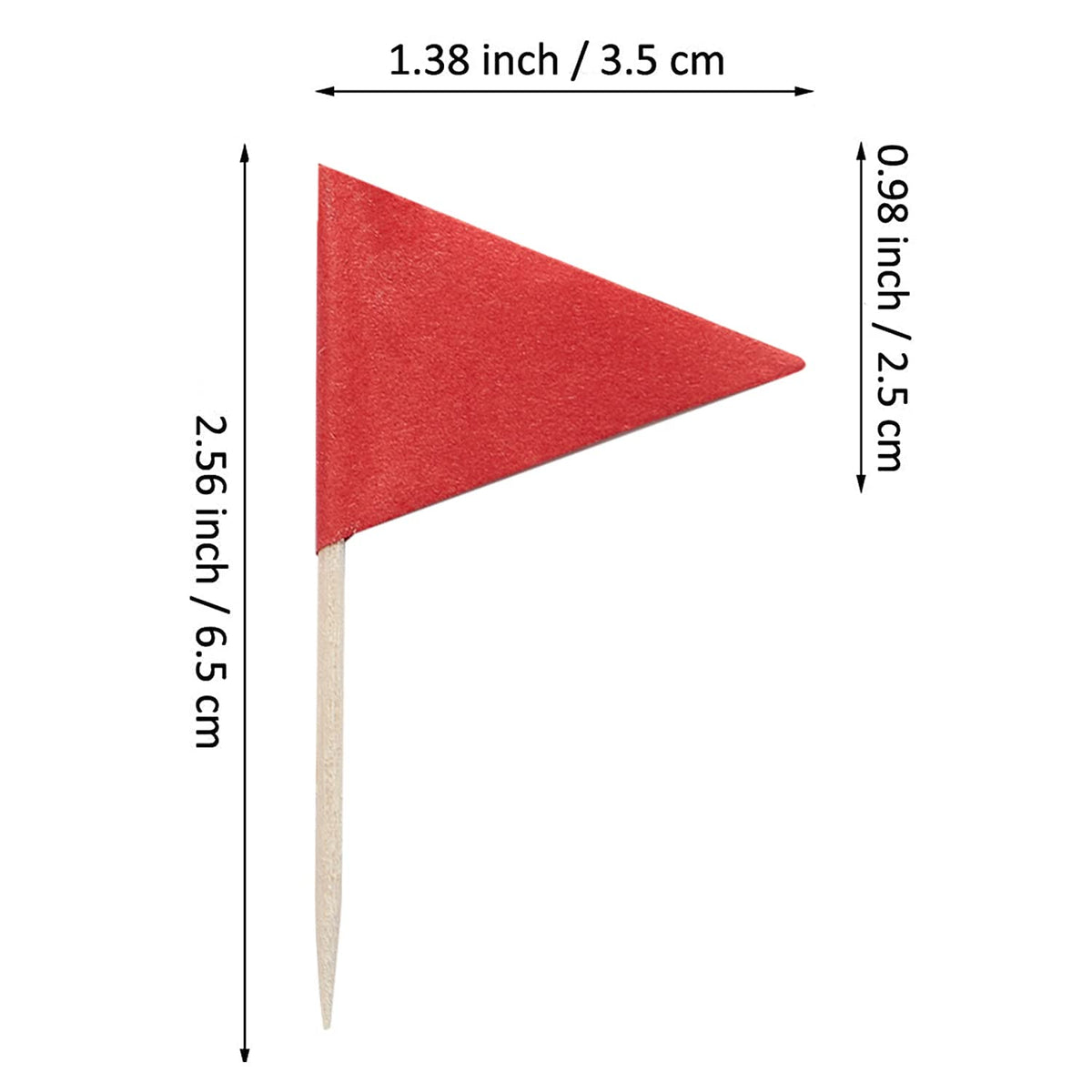 Mini plain red triangle color stick toppers for food labeling