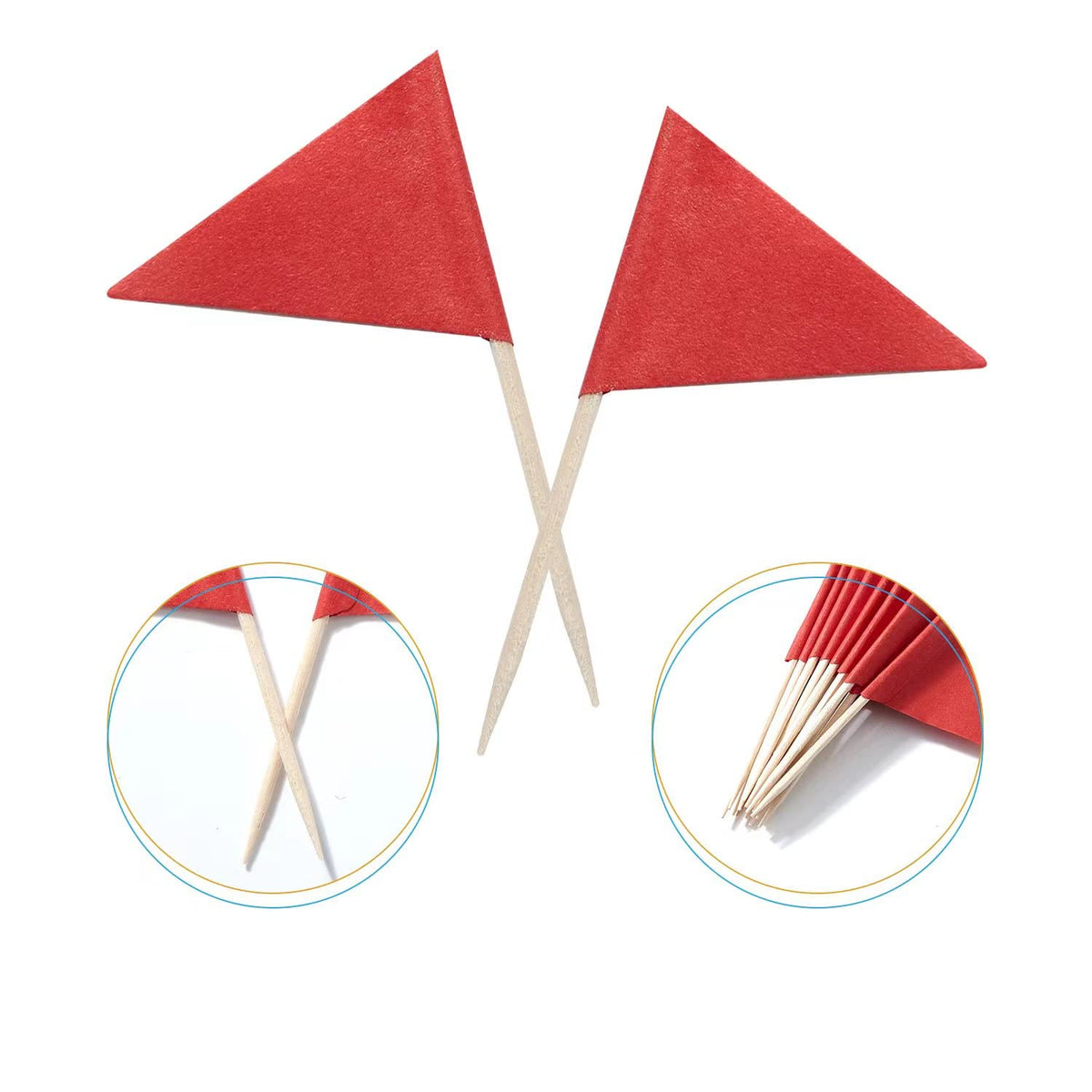 Close up of writable blank surface on red decorative toothpick picks