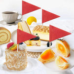Pack of one hundred pieces decorative red cupcake flag inserts
