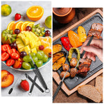 Premium rust resistant titanium alloy multi functional toothpicks spread out on a camping table.