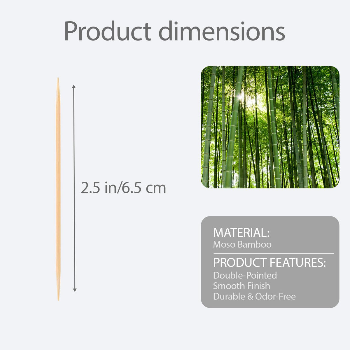 Smooth splinter free double pointed wooden toothpicks close up view for dental cleaning