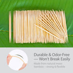 Eco friendly biodegradable bamboo sticks arranged neatly on a rustic wooden dining table setup