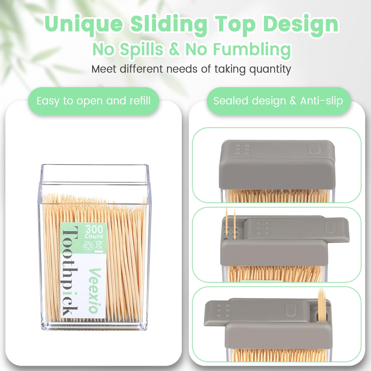 Veexio portable pocket toothpick containers showing snap shut travel ready design